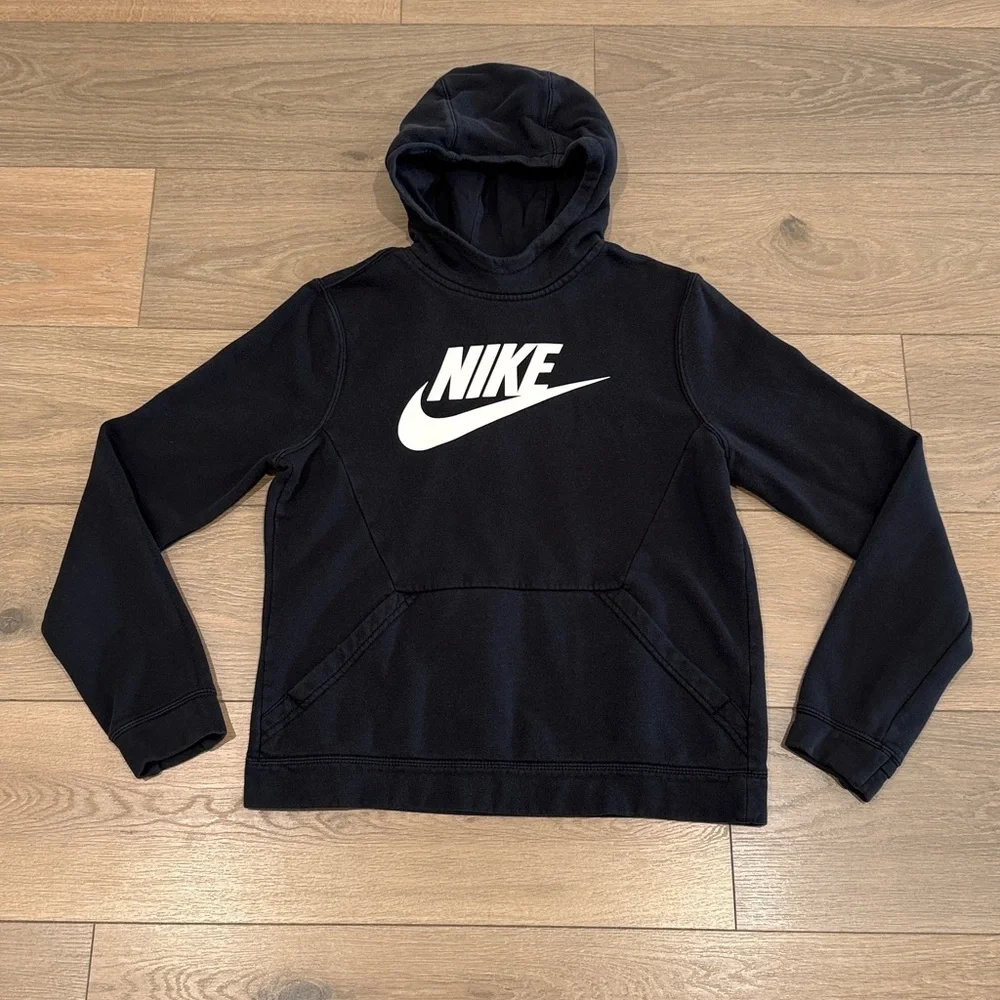NIKE Black Sportswear Club Fleece Cotton Terry Pullover Hoodie Sweatshirt‎ Sz XL